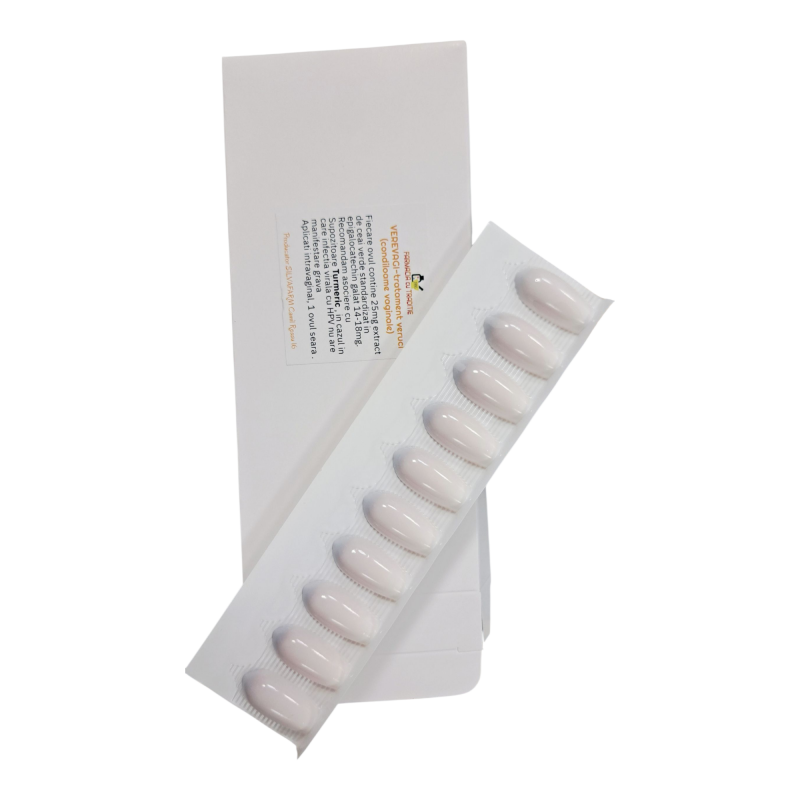 VEREVAGI-TRATAMENT VERUCI (CONDILOAME) VAGINALE x10 ovule cu extract de ceai verde standardizat in CATEHINA