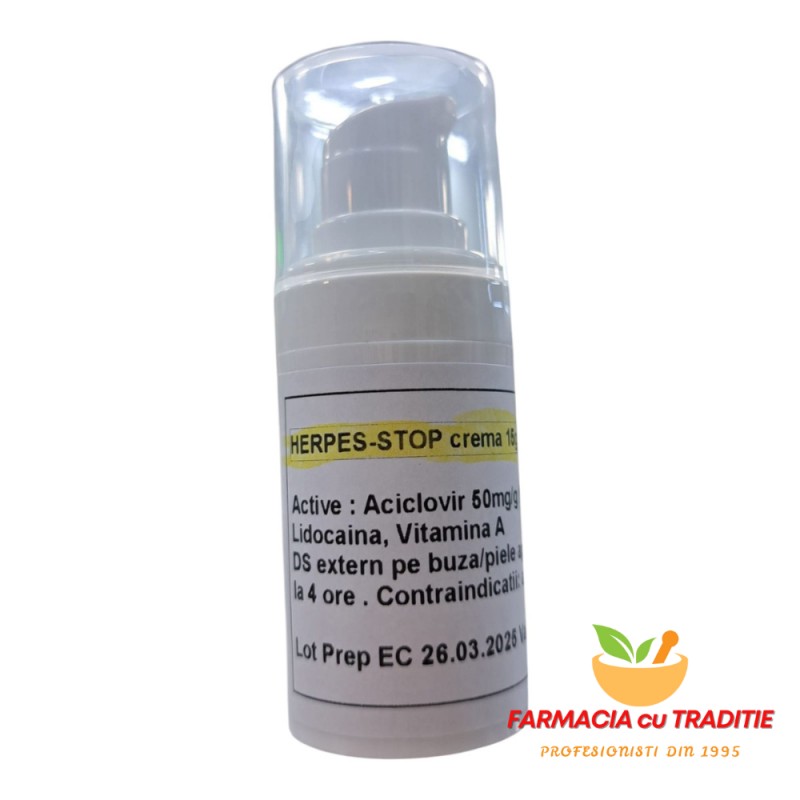 CREMA ANTIVIRALA TOPICA cu Aciclovir, Nistatina, Lidoacina. 15G